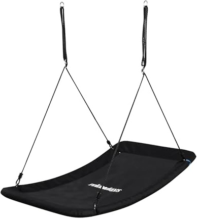 Relaxdays Nestschaukel, eckig, Schaukelnest Kinder & Erwachsene, 150kg, Mehrkindschaukel gekrümmt, BT 150x80 cm, schwarz