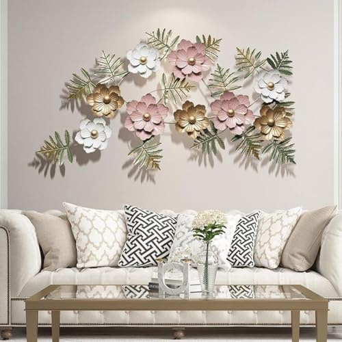 Decorazione da parete in metallo, grande fiore 3D, scultura moderna di lusso per soggiorno, camera da letto, studio, ufficio, decorazioni da parete uniche