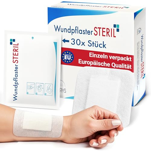 MedTreu Wundpflaster steril 10x12 cm – 30 Stück einzeln verpackt | Selbstklebender Wundverband mit saugfähigem Pad | Pflaster für empfindliche Haut, atmungsaktiv &wundauflage (10x12cm (30 Stück))