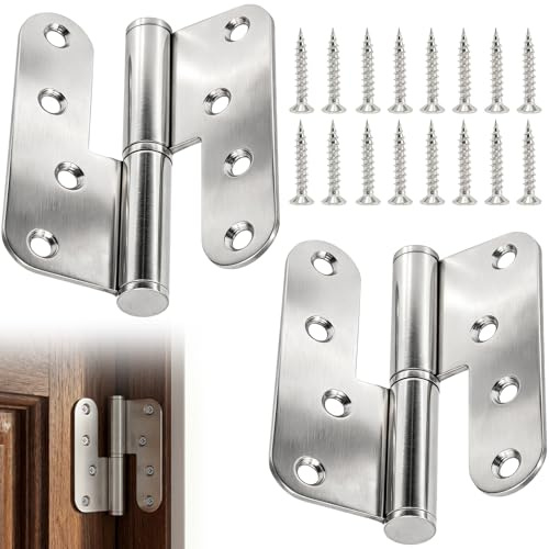 2 bisagras plegables, bisagras de puerta de acero inoxidable de 10 cm para uso intensivo, bisagras atornillables desmontables, bisagras de borde redondeado para puertas de madera, armarios, cajas de