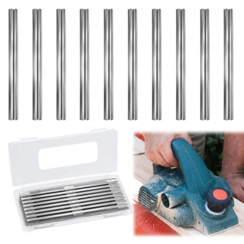 10 Pcs 82mm Electric Planer Blades Compatible with Makita, Bosch, DeWalt | Reversible HSS Double Edge Planer Knives Two Cutting Edges Replacement Cutters for Woodworking DIY Joinery Carpentry