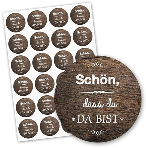 24 Aufkleber Schön, dass du da bist I dv045 I auf einem DIN A4 Bogen I Sticker beige creme Vintage für Hochzeit Geschenktüten Banderole Gastgeschenk
