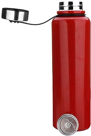1,5 L Metall Wasserflasche, Trinkflasche Thermosflasche Edelstahl Isolierflasche, Auslaufsichere Design Geeignet für Sport, Fitnessstudio, Radfahren, Rot