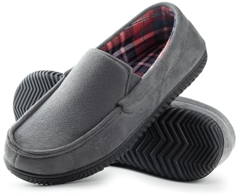 RockDove Chausson Mocassin Doublé Flanelle pour Hommes, 42 EU, Gris Charbon