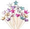 Coriver 75Pcs Cupcake Toppers Muffin Dekoration Stern Herz Krone Cupcake Topper Alles Gute zum Geburtstag Kuchen Dekoration Glänzende Farbstifte für Kinder Party Geburtstag Hochzeit Versorgung