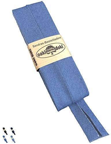 Sandras-Bastelladen Schrägband/Einfassband Jeans-Stoff gefalzt 3m x 20mm 258-Hellblau