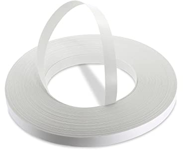 WoodPress® 15mm Blanc Perle Bande de chant mélaminée thermocollante 50 m | Rouleau professionnel préencollé, colle thermofusible, chant souple pour fabriquer des meubles et finir placards et étagères