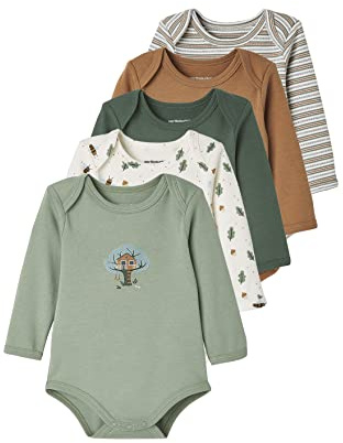 VERTBAUDETLot de 5 bodies manches longues bébé emmanchure USlot kaki foncé36M(97CM)