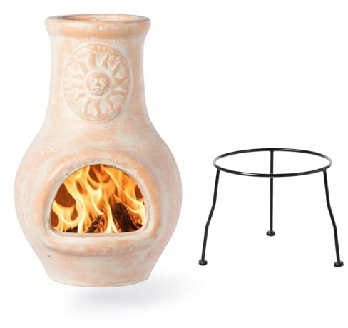 Outdoor Clay Chimenea Sun Design Holzkohle Feuerstelle mit Metallständer