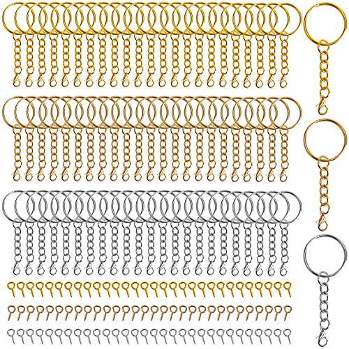 210 Pezzi Set Anelli Portachiavi 25mm 90 Pezzi Anello Portachiavi Con Portachiavi e Chiusura a Moschettone Et 120 Pezzi Perni a Vite Per Fai Da Te Portachiavi Gioielli Artigianato
