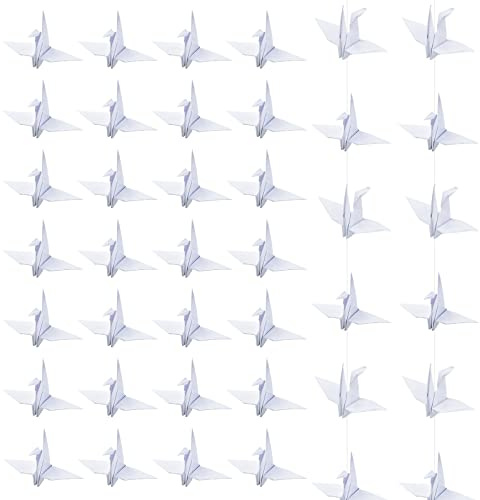 CRAFFANCY Origami-Papier-Kranich-Set, 140 Stück, handgefertigt, gefaltet, Origami-Papier-Kranich-Girlande für Hochzeit, Party, Hintergrund, Heimdekoration, Weiß
