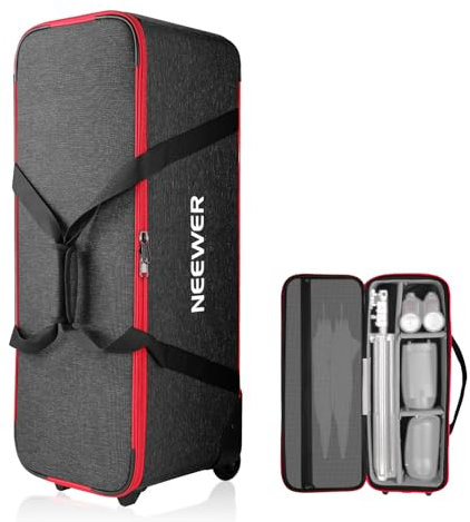 NEEWER Trolley für Fotostudio Ausrüstung, 30x11x11/77x28x27cm, Stativ Rolltasche mit Rädern/Riemen/gepolstertem Fach/Griff für Lichtstative, Blitze, Fotozubehör, PB005