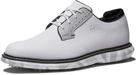 FootJoy Traditions Blucher golfskor för män, vit/kamouflage, 44 EU, vit kamouflage grå, 44 EU