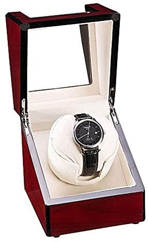 AJYBYUKJ Uhrenbeweger für 1 mechanische Uhr, automatische Aufzugsbox mit leisem Motor, Aufbewahrungsvitrine aus Holz für Herren und Damen, Uhrenbeweger, Uhrenaufbewahrung Beauty Comes