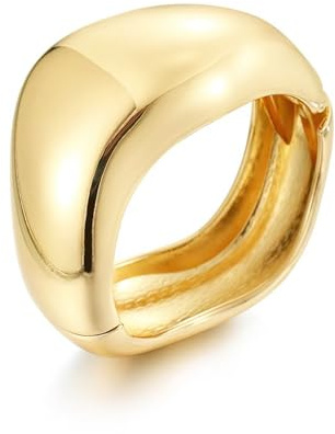 YBMYCM Chunky 14K Gold-plated Bangle Bracelets for Women