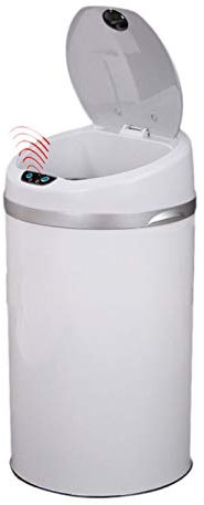 JKJZSALJ Poubelle en Acier Inoxydable 30L/42L/50L Poubelle À Induction Automatique Ronde Poubelle De Cuisine À Induction Poubelles De Recyclage Poubelles, Blanc, 30L