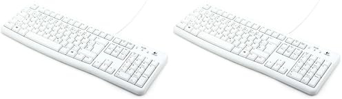 Logitech K120 Teclado con Cable Business para Windows, Disposición QWERTZ Alemán, Blanco (Paquete de 2)