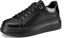 QUEEN HELENA Zapatillas de deporte de plataforma casuales para mujer X33-2, Negro , 38 EU