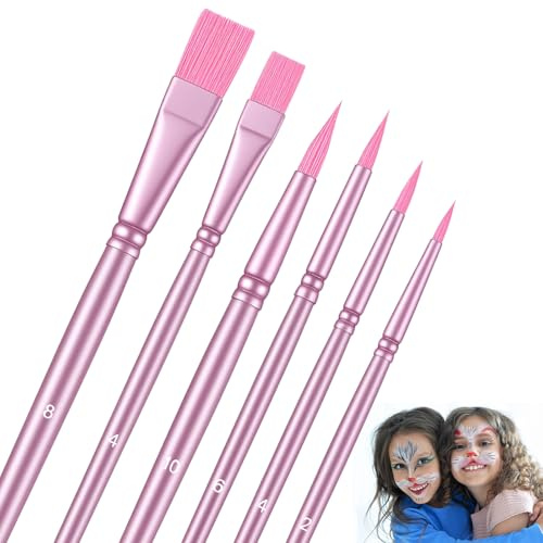 Xinjoduz 6 Stück Pinselset, Acrylfarben Borstenpinsel Set Pinsel Klein Kunstmalerei Flachpinsel mit Holzgriffen für Acryl Öl Aquarellmalerei, Nylon-Haarbürsten für Künstler Kinder und Anfänger