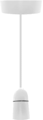EVOGES Vector 6 Inch Ceiling Pendant Set – White, B22 Bayonet Cap Lamp Holder, 100W Max, 230V, Includes 6 Ceiling Rose & Adjustable Cable, Ideal for Kitchen, Bedroom & Living Room