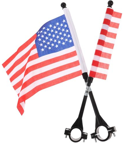 YARNOW Lot de 2 Drapeaux de Sécurité Américains pour Vélo, 50 X 30 Cm, Polyester Résistant, Drapeaux D'avertissement Haute Visibilité pour Guidon de Vélo de Route et VTT, Accessoires