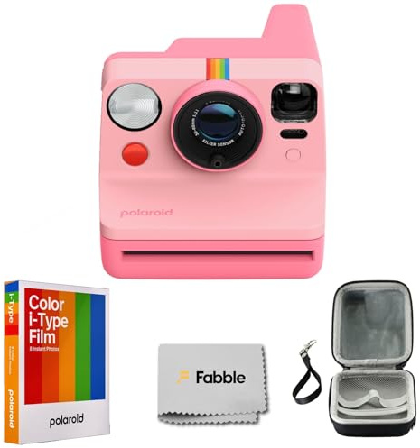 Polaroid Now Generation 3 I-Type Instant Camera (Pink) Bundle with Color I-Type Film (8 Exposures), Hard Protective Case, and Wrist Strap