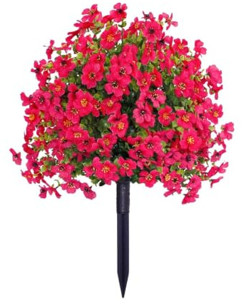 Artificial Petunias with Ground Stake Faux Flowers Outdoor Garden Decor