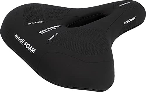 FISCHER Fahrrad Sattel Trekking Memory Foam R.e.Med, Fahrradsattel für Trekking Bikes, besonders leicht, extrem bequem, Schwarz