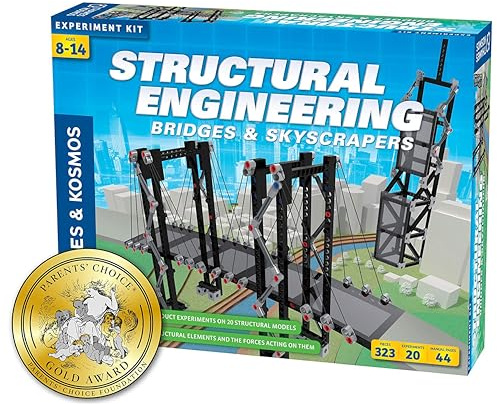 Thames & Kosmos | Structural Engineering: Bridges & Skyscrapers | Science & Engineering Kit | Build 20 Models | Learn about Force, Load, Compression, Tension | Parents' Choice Gold Award Winner, Blue