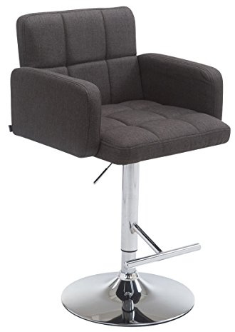 CLP Barhocker Los Angeles Stoff | Höhenverstellbarer Barstuhl Mit Drehbarem Sitz | Bistrohocker Mit Metallgestell Und Fußstütze | Farbe dunkelgrau Gestell Farbe Chrom