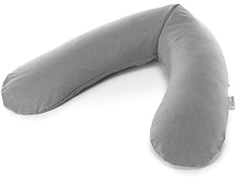 Theraline Ersatzbezug für Das Original Schwangerschaftskissen & Stillkissen, Stillkissen Bezug 190 cm, Jersey aus 100% Baumwolle, Farbe: Melange Mittelgrau