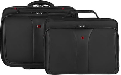 WENGER Patriot 2-TLG Laptop Trolley für Notebook bis 17 Zoll, herausnehmbare Laptop-Tasche 15,6 Zoll, 25 l, Damen Herren, Büro Business Reisen, Schwarz, 600662
