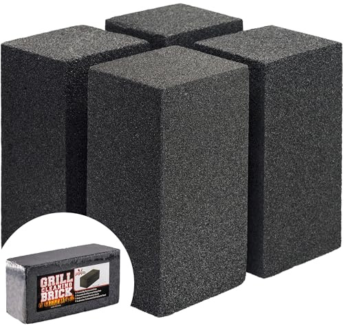 Commercial Grade, Heavy Duty Grill Cleaning Brick Bulk 4 Pack. Pumice Stone Cleaner Tool Cleans and Sanitizes Restaurant Flat Top Grills or Griddles Effectively Without Harsh Chemicals or Abrasives