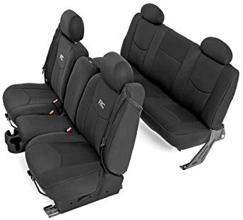 Rough Country Neoprene Seat Covers for Chevy Silverado & GMC Sierra 1500 (1999-2006 & Classic) - Waterproof, UV-Resistant, Foam-Padded Front & Rear Covers