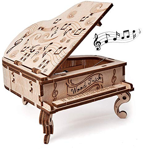Wood Trick Toy Klavier Spieluhr Moonlight Sonata, hölzernes musikalisches Klavierspielzeug Mini - 3D-Holzpuzzle, Montagespielzeug, Denksport für Erwachsene und Kinder | [36 Teile] Spieluhr Mondscheinsonate - Mechanischer DIY Holzmodellbausatz für Erwachsene