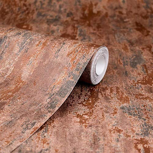 Havana Copper Distressed Industrial Metallic Wallpaper Paste Wall from YöL