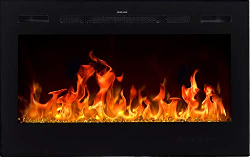 AFLAMO Majestic - Chimenea eléctrica de Pared (750 W o 1500 W), simulación de Fuego LED, Profundidad de Solo 14 cm (91 x 54 x 14)
