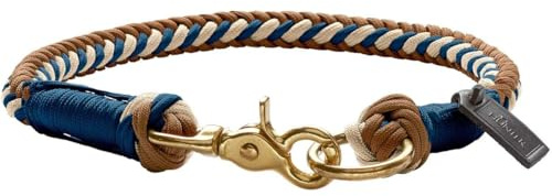 TINNUM Hundehalsung, Tau, handgeflochten, maritim, M, blau/beige