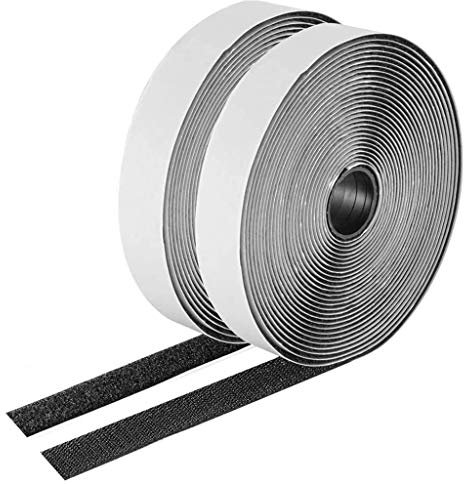 Klettband Selbstklebend für Stoff 6m, Klettband Beidseitig KlettverschlüSse Schnallen und VerschlüSse Klettseiten, für Mobile Klimaanlage Fensterabdichtung. - Schwarz 5cm Breit