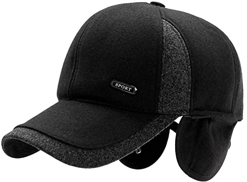 JINTN Winter Warm Baseballcap mit Ohrenklappe Golf Cap Mütze aus Baumwolle Dicke Schirmmütze Winterkappe Wasserdicht Kappe Ohrenschutz Ohrenschützer Caps für Herren