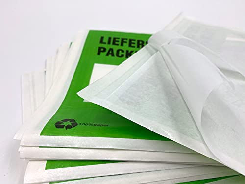 umschlag-discount – grüne Versandtaschen aus Papier für Lieferscheine, Rechnungen, Retourenscheine & Co – 100 Stück selbstklebende Lieferscheintaschen in C5 = 240 x 175 mm