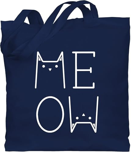 Shirtracer - Baumwolltasche - Katzenbesitzer Geschenk Katze - MEOW weiß
