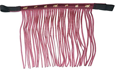 Fliegenfransen für Pferde Fliegenmaske mit Fransen & Klettverschluss, Fliegenhaube für Shetty, Pony, Cob, Warmblut, Kb (Kaltblut (X-Full), Bordeaux)