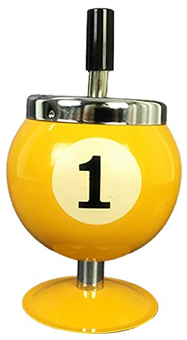 Altsuceser 8 Ball Pool Ball Billard Drehaschenbecher Kugel-Design Edelstahl Aschenbecher für Bar Pool Zimmer Innen und Außen Gelb One Size
