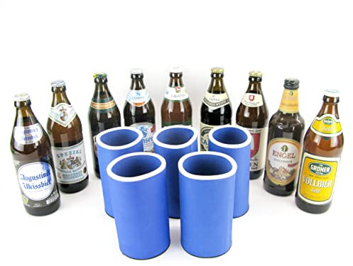 5er Set Bayrische Biere blau - Getränkekühler - Bierkühler - Flaschenkühler für alle genormten 0,5L Bierflaschen für beste Kühlung - Qualitätskühler Modell (5er Set Bayrische Biere blau)