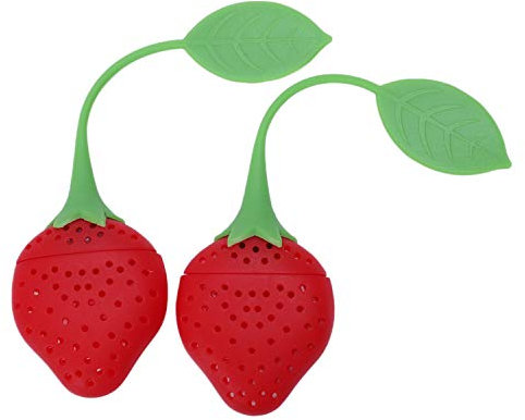 NONDK 2Pcs Infuseur Une la Silicone Boule Passe Filtre Passoire Cuillere Tea Infuser Variete Strawberry