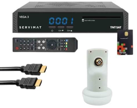 Pack SERVIMAT Vega 3 Decodeur Satellite Full HD + Carte d'TNTSAT V6 + Câble HDMI + LNB Single HDSAT