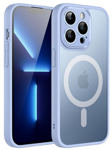 JETech Magnetisch Hülle für iPhone 13 Pro 6,1 Zoll Kompatibel mit MagSafe, Durchscheinende Matt Handyhülle Rückseite mit Voll Kamera Schutz Dünn Stoßfest Schutzhülle (Himmelblau)