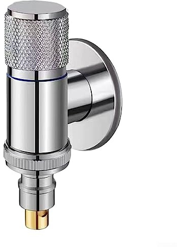 DAZZLEEX Grifo de montaje en pared, grifo de lavadora de acero inoxidable, válvula de ángulo de apertura rápida para lavadora, plateado G3/4