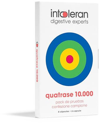 Intoleran Quatrase Forte (10.000) Enzimas Digestivas pack de pruebas - 6 cápsulas | Mezcla de enzimas altamente dosificada para FODMAP's | Ayuda en la digestión de Lactosa y Carbohidratos complejos*